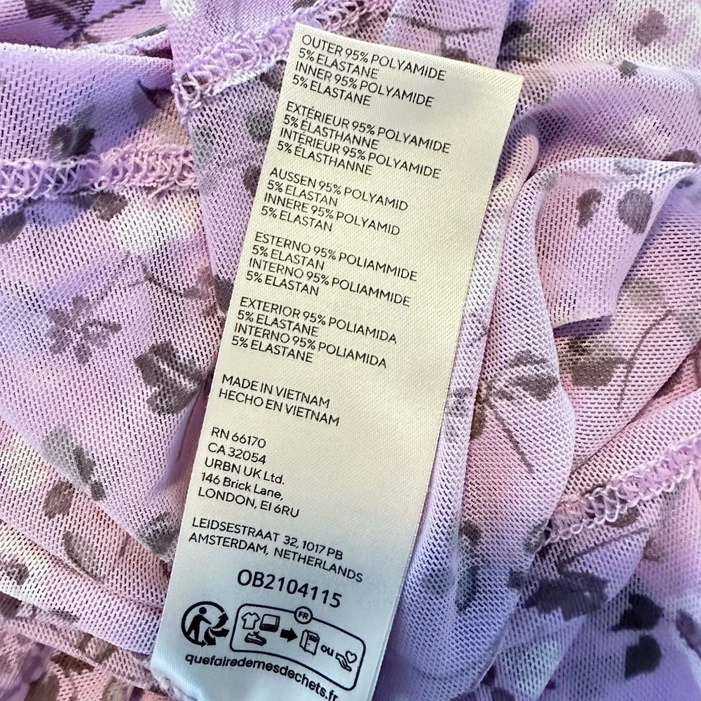 NWOT Free People Twosie For One Mesh‎ Top Set Y2K Floral Size XS Lilac Combo